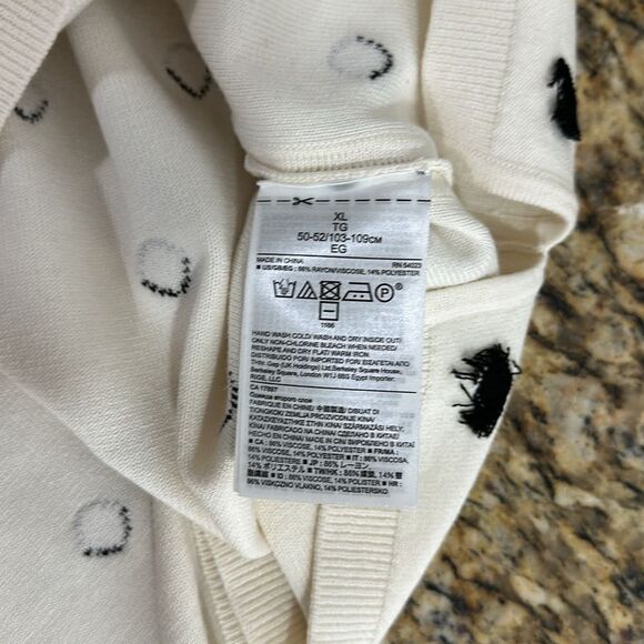Banana Republic Cream Polka Dot Crew Neck Pullover Sweater Size XL - Picture 7 of 10
